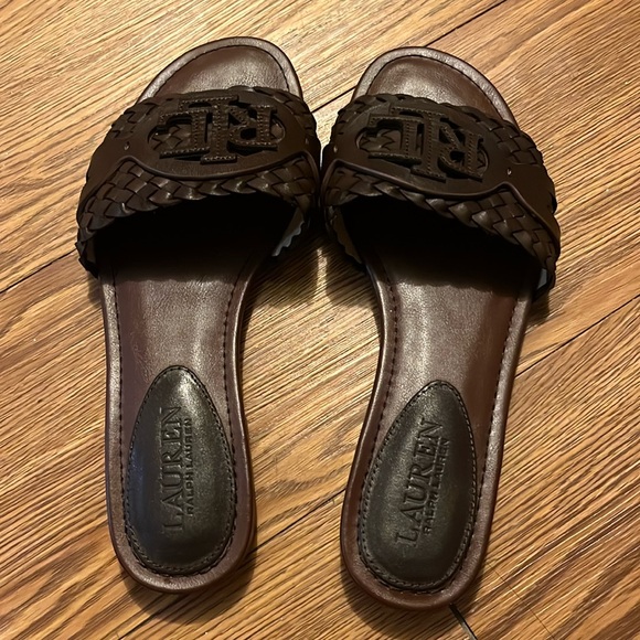 Ralph Lauren Leather Slide Sandals Size 6 - Picture 1 of 7